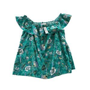 Loft Women’s Linen Blend Floral Flutter Blouse Top Womens XL Bloomcore Summer